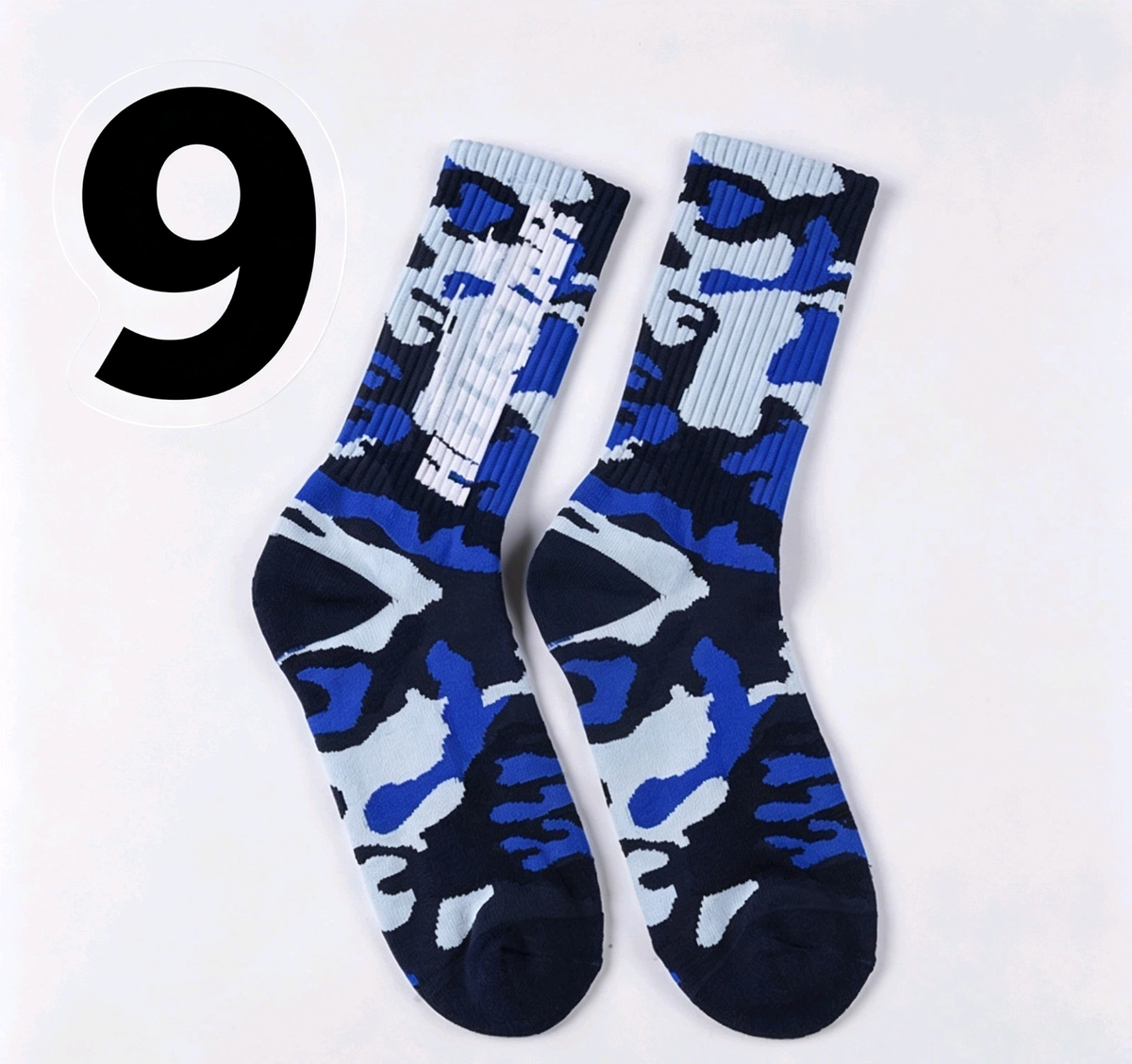 Hellstar Crew Socks, Hip Hop Streetwear Camo Spider Web Flame Star Print Socks, Unisex Mid Calf Athletic Socks For Men Women