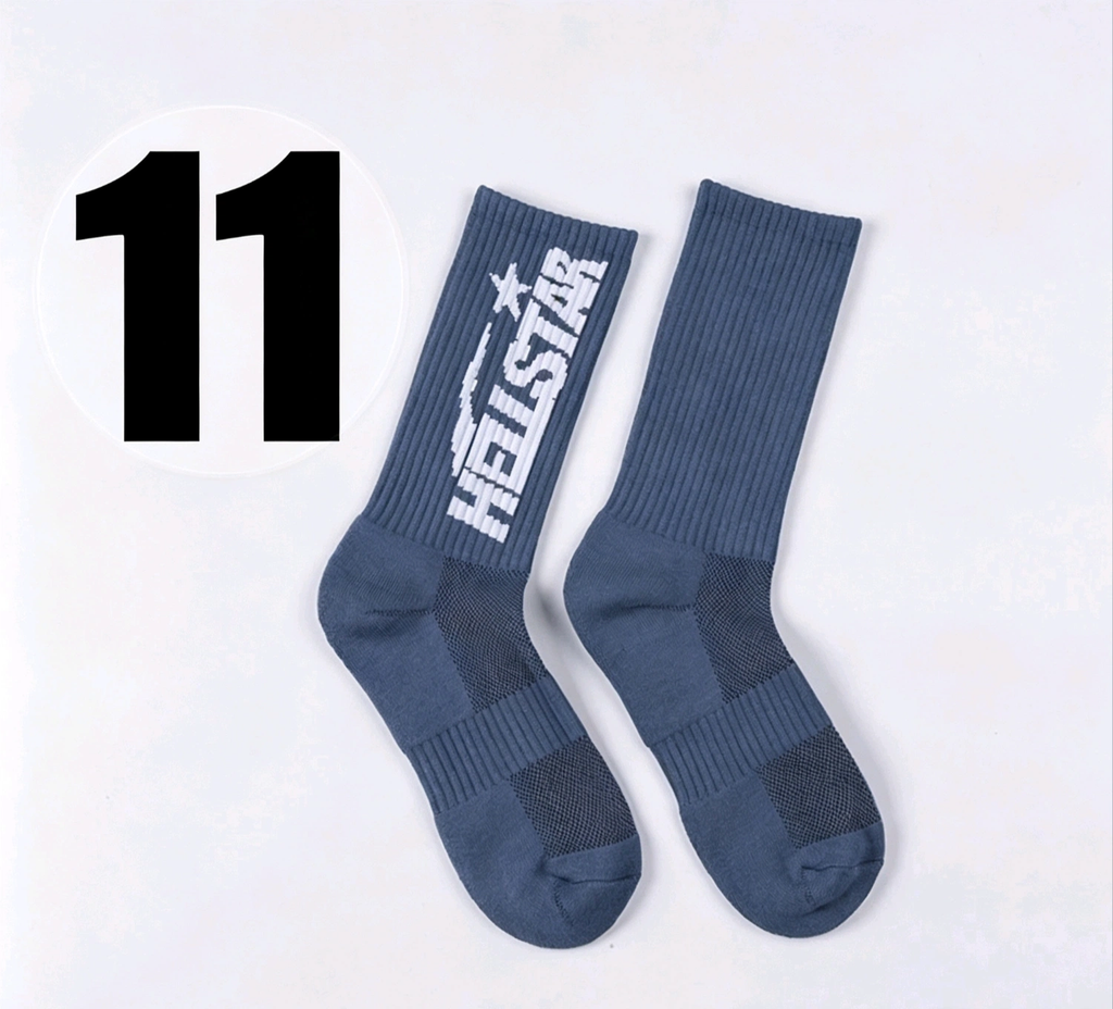 Hellstar Crew Socks, Hip Hop Streetwear Camo Spider Web Flame Star Print Socks, Unisex Mid Calf Athletic Socks For Men Women