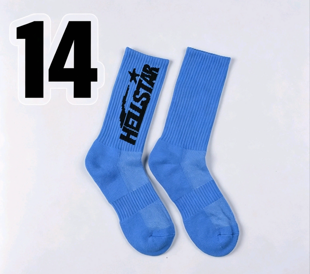 Hellstar Crew Socks, Hip Hop Streetwear Camo Spider Web Flame Star Print Socks, Unisex Mid Calf Athletic Socks For Men Women