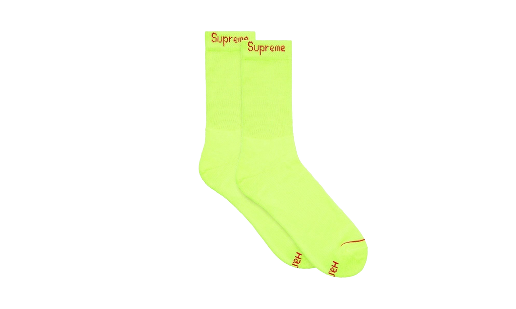 Supreme Hanes Crew Socks (4 Pack) "SS23 - Fluorescent Yellow" SU25698