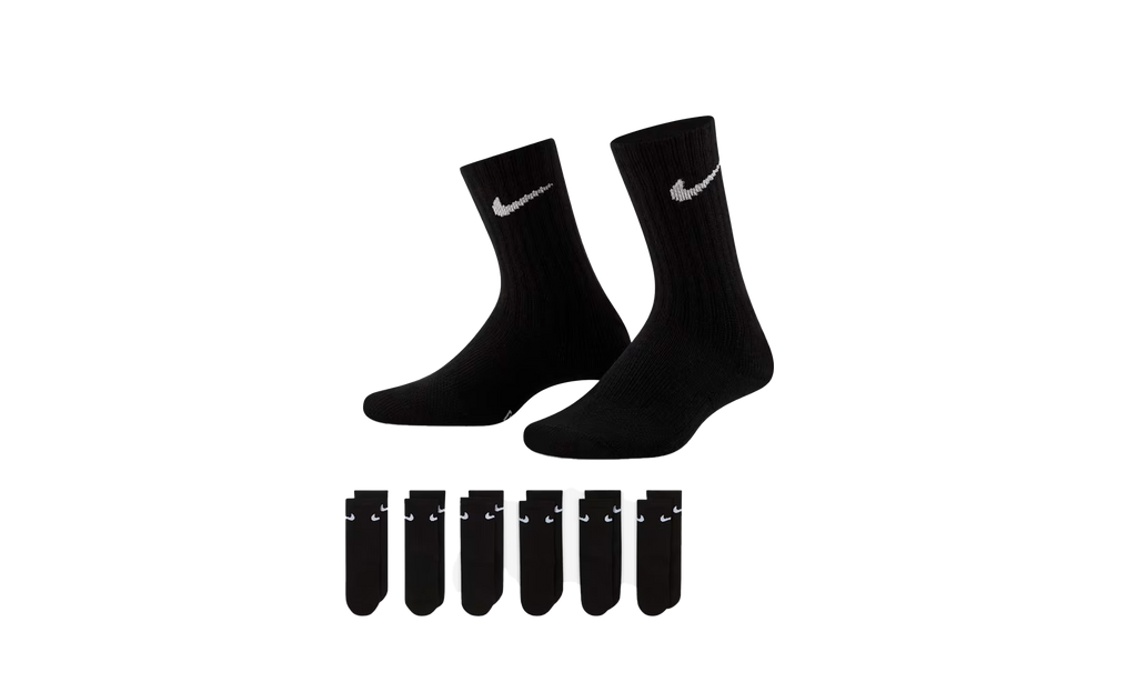 Dri-FIT Performance Basics Crew Socks (6 Pairs) GS "Black" UN0019 023